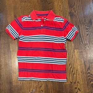 Tommy Hilfiger Kids Polo in Red with Blue and White Stripes